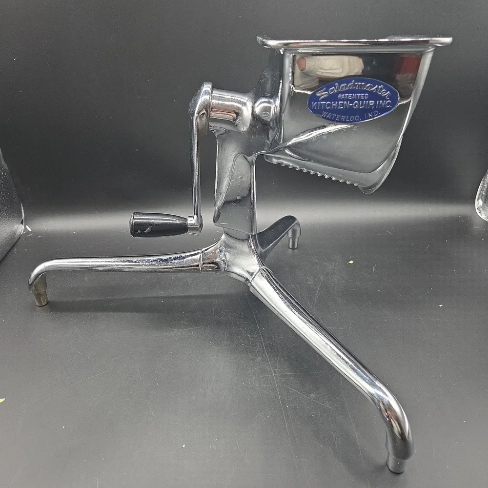 Vintage Saladmaster Manual Food Cutter System w/ 8 Cones, Metal Guard - Parts